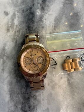Fossil Rose Gold-Tone Ladies Chronograph Bracelet Watch